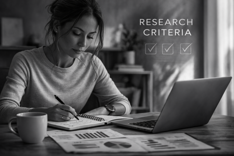 Girl working out the numbers and criteria before she builds a minimum viable brand boutique.